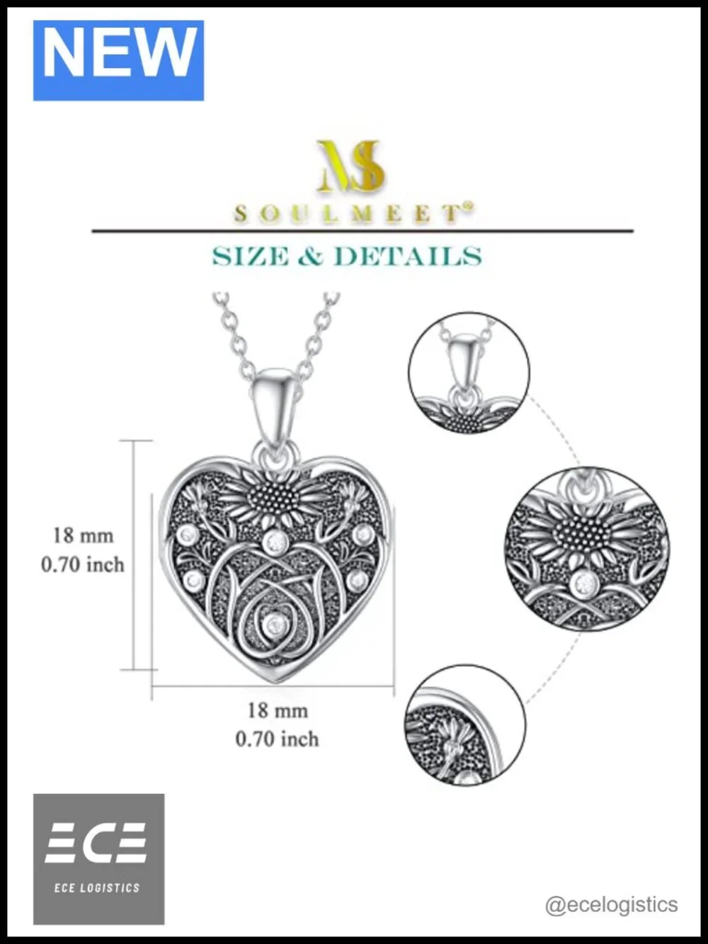 S925 Sterling Silver Daisy Locket Necklace Holds 2 Pictures